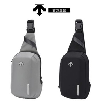 【DESCENTE】迪桑特 中性 運動休閒斜背包 S號 (黑色/灰色)