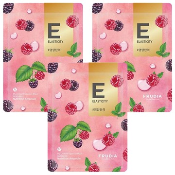 FRUDIA 鮮榨果汁肌 彈力保濕面膜 覆盆子 含覆盆子低溫冷壓萃取 蜂蜜 高純度膠原蛋白 專利海藻萃取彈力成份  1片  3片