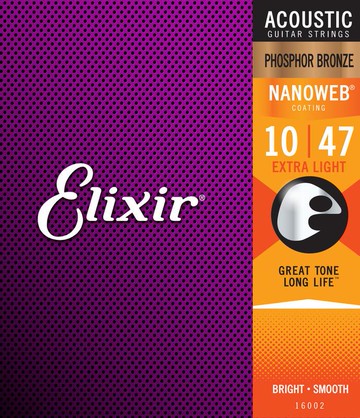 Elixir NANOWEB 16002 (10-47) 薄膜 防鏽 磷青銅 木吉他弦 民謠吉他弦【唐尼樂器】
