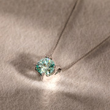 [925純銀]MARIGOLD星空威尼斯藍色莫桑鑽項鍊【KMD706】-銀