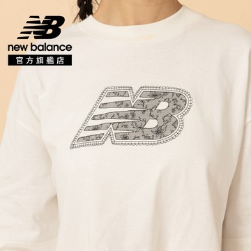 [New Balance]短版蕾絲LOGO上衣_女性_白色_WT61G0IYSST