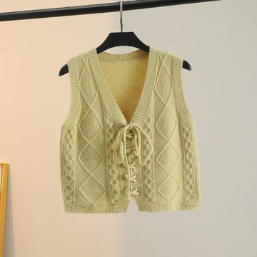 2025小眾設計感胸前系帶針織馬甲女時尚性感背心純色疊穿坎肩毛衣