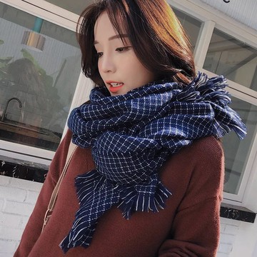 現貨-韓版經典格子仿羊絨圍巾男女秋冬季百搭冬天披肩兩用加厚保暖圍脖