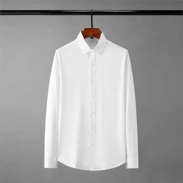 春季新款純色明扣簡約男士休閑襯衣帥氣潮流時尚男裝修身白襯衫男