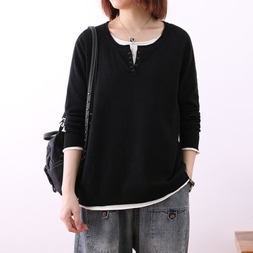 假兩件V領針織上衣788250