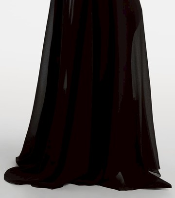 McQueen Velvet-trimmed silk georgette gown