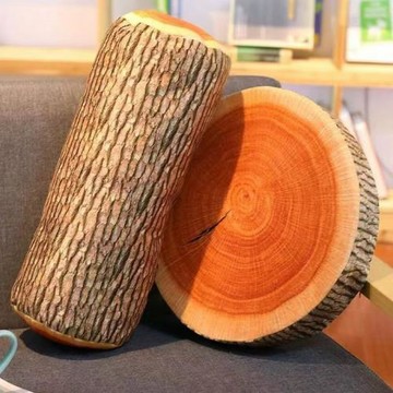 仿真彩印樹樁毛絨玩具睡覺長條抱枕年輪靠坐墊兒童女生禮品物