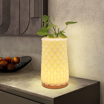 附發票 最低價 桌面燈 檯燈 小夜燈 臥室臺燈輕奢創意藝術個性3D打印花瓶臺燈溫馨簡約臥室花藝床頭燈 快速出貨