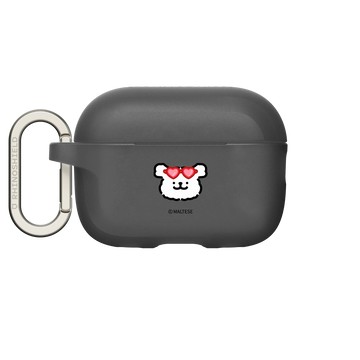 AirPods Pro 2 AirPods Case 黑 - Maltese線條小狗 - 愛心墨鏡