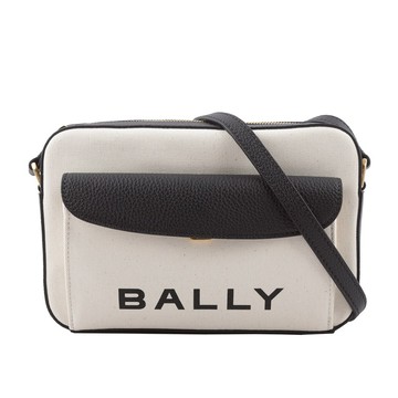 [平輸]BALLY Bar Daniel 帆布及皮革口袋斜背包(自然色/黑色)