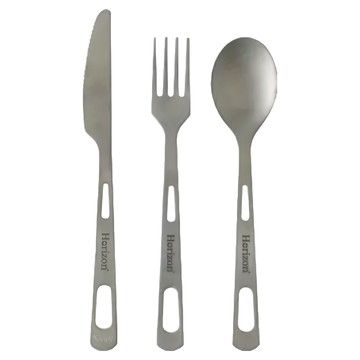 Horizon 天際線 野營餐具刀叉匙三件組 - 超輕盈 噴砂質感 抗蝕性佳  1組  純鈦