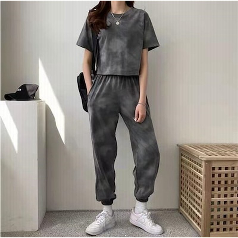 スウェット セットアップ レディース ジャージ 半袖 スポーツウエア ロングパンツ 上下セット 春 通販 Lineポイント最大1 0 Get Lineショッピング