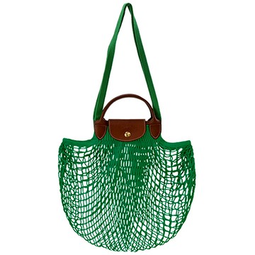 [平輸版]LONGCHAMP LE PLIAGE FILET系列網狀棉質兩用包(草綠)真品平輸