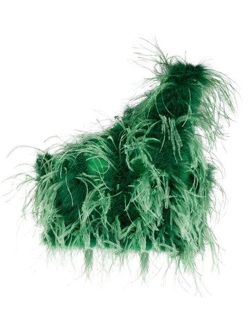 STYLAND - one-shoulder feather top - women - Polyester/Spandex/Elastane - S - Green