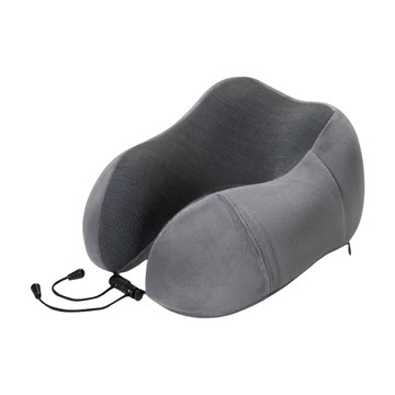 記憶棉頸枕 內置磁石纖維面料 附贈遮光眼罩+防噪音耳塞+收納袋  灰色  M型