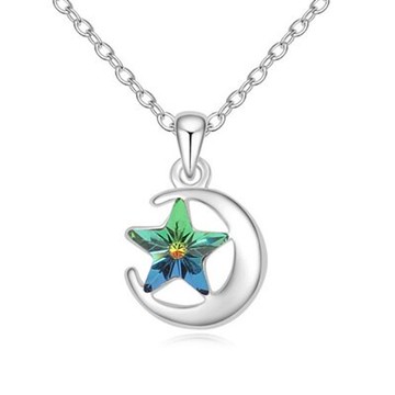 925純銀項鍊 水晶吊墜-星月之戀時尚精選情人節生日禮物女飾品4色73ju30【獨家進口】【米蘭精品】