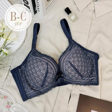 內衣【艾卡莎嫚】集中美型 軟鋼圈機能BRA *B/C罩 (藍) #27873