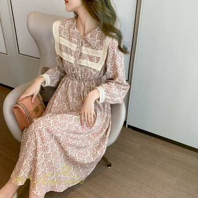 きれいめワンピース着痩せレディース女性着長袖春夏21新作コーデ新作小花柄ロング丈着回し日常感細身プリーツワンピース 通販 Lineポイント最大get Lineショッピング