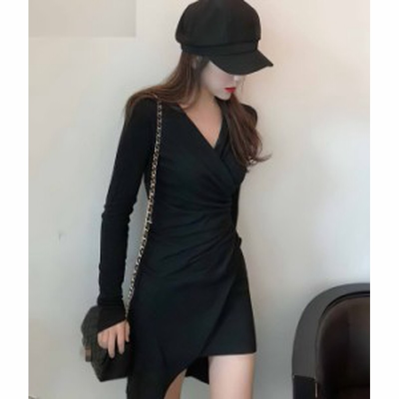 カシュクールワンピース 黒 長袖 ミニ丈 アシンメトリー 秋物 冬物 最新 レディース ファッション 人気 可愛い 大人 通販 Lineポイント最大1 0 Get Lineショッピング