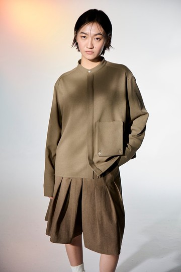 大口袋立領襯衫