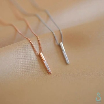 SUMMER韓 銀飾💫［S925純銀］一字 線鑽項鍊 純銀項鍊 純銀飾品 韓國銀飾 韓國飾品
