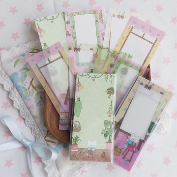 小狗巴士VOL.15 可愛小狗植物系列 長條便簽素材包/硫酸紙便簽