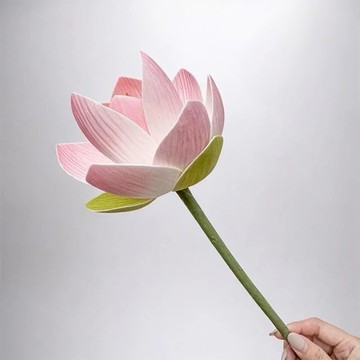 日式上野公園優雅粉荷花仿真花花材(1入組)