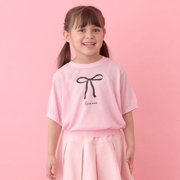 petit main 品牌旗艦店 童裝【可機洗】【LM】透膚短袖針織上衣【日本直接出貨】