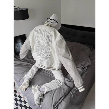 美式嘻哈高街拼接棒球服男春秋季痞帥夾克hiphop潮牌炸街機車外套