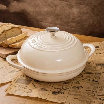 批發出口鑄鐵琺瑯面包鍋烤歐包鍋淺鍋燉鍋海鮮鍋燜燒平底烤箱燃氣