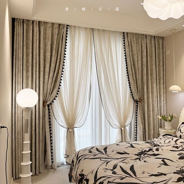 公司貨 超低價 法式輕中古雪尼爾唐頓莊園窗簾簡約客廳臥室輕奢加厚遮光全屋定制 快速發貨