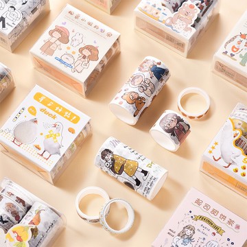 可愛手帳膠帶貼紙少女心ins古風人物和紙膠帶可撕初學者diy手賬裝飾素材大禮包套裝創意小清新卡通6卷裝