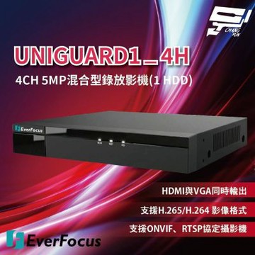 昌運監視器 EverFocus 慧友電子 UNIGUARD1_4H 4CH 5MP混合型錄放影機(1 HDD)