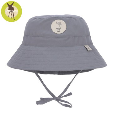德國 Lassig - 嬰幼兒抗UV海灘遮陽漁夫帽-灰霧藍