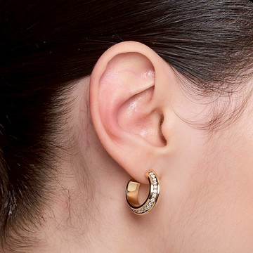 輕奢開口寶石耳環 925銀厚鍍18K金 Withstand Dimond Earring