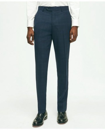 Brooks Brothers Men's Explorer Collection Slim Fit Wool Checked Suit Pants | Navy | Size 32 30