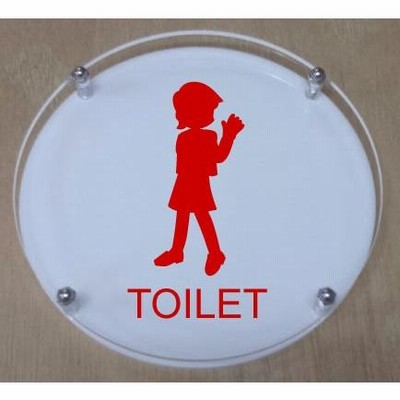 人気のトイレマーク 二層式 丸型 20cm トイレプレート 大型のトイレサイン