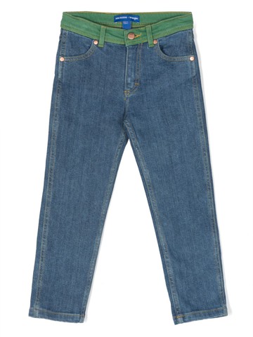 Mini Rodini - x Wrangler panelled jeans - kids - Cotton/Elastane - 128-134 - Blue