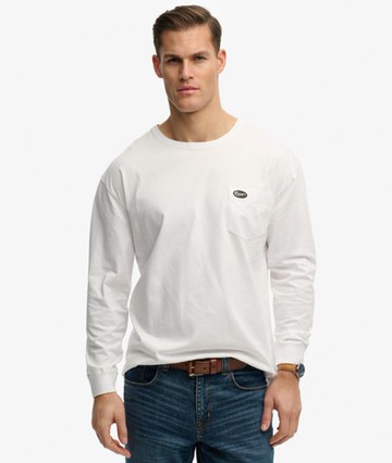 Superdry Men's Long Sleeve Pocket T-shirt White Size: Xxl