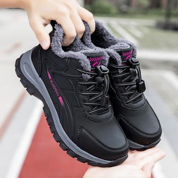 媽媽棉鞋女冬季加絨保暖老人鞋女防滑軟底中老年健步鞋戶外運動鞋