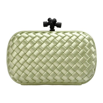 BOTTEGA VENETA 寶緹嘉  經典SATIN KNOT緞面編織設計手拿包(淡綠色)
