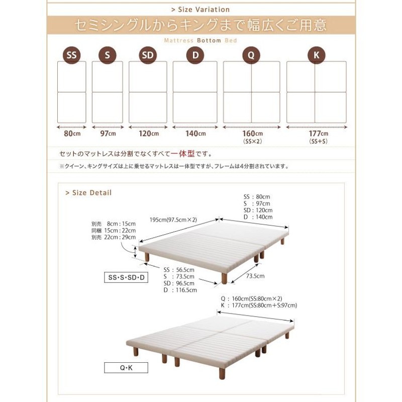 選べる7つの寝心地 すのこ構造 脚付きマットレス ボトムベッド