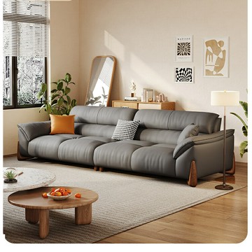 優樂悅~意式極簡皮沙發大小戶型塊黑色直排輕奢客廳現代沙發落地沙發日系