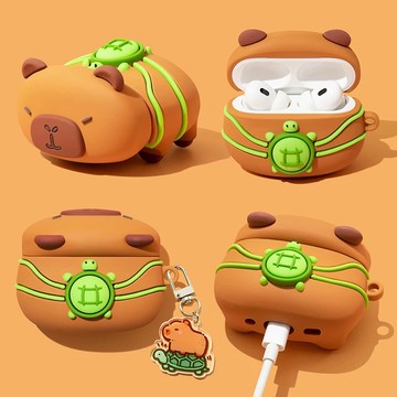 趴趴 卡皮巴拉 水豚 適用於 AirPods 4 保護殼 Pro2 保護套 AirPods 1 2 3 全包耳機殼