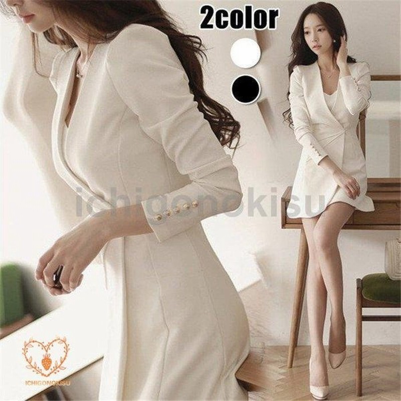 スーツワンピース レディース 春秋新作 長袖ブレザー ショート丈ワンピース 黒 白スーツ 40代 韓国風 大人 可愛い 細身 通勤 オシャレ30代 50代 通販 Lineポイント最大0 5 Get Lineショッピング