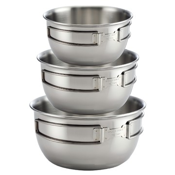 WEN LIANG 文樑 不鏽鋼碗三件式 SUS304不鏽鋼材質 附專屬收納袋  大碗 + 中碗 + 小碗 + 收納袋  銀色  1組