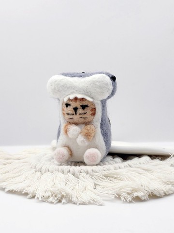 珮寧手作│錘頭鯊貓咪.鯊魚貓│羊毛氈.鑰匙圈.吊飾.掛件│