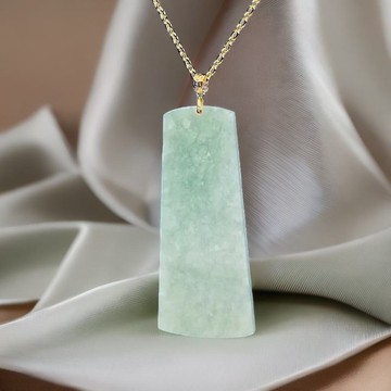 【願‧無事】冰飄花無事牌項鍊18K墜頭 | 天然緬甸翡翠A貨 | 送禮