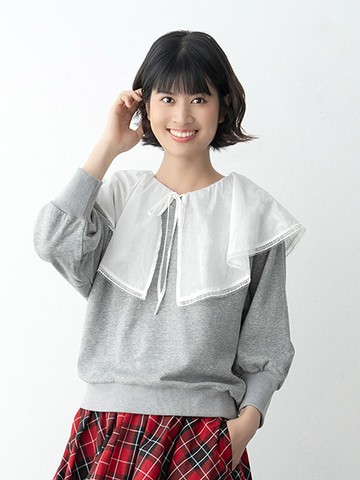 【WEB先行販售】可拆式領片7分袖上衣(0S000001900) - earth music&ecology