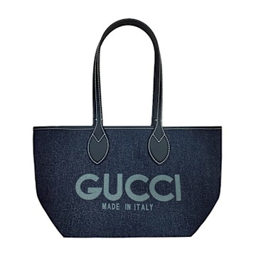 【GUCCI 古馳】820496 經典Totissima系列雙面小號牛仔托特包(藍色)